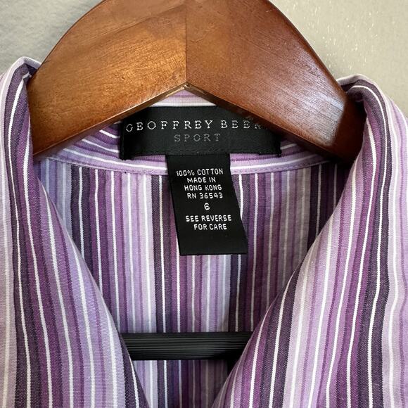 Geoffrey Beene Sport Button Up Cotton Shirt Striped Long Sleeve Collared 90s Y2K - Picture 4 of 6